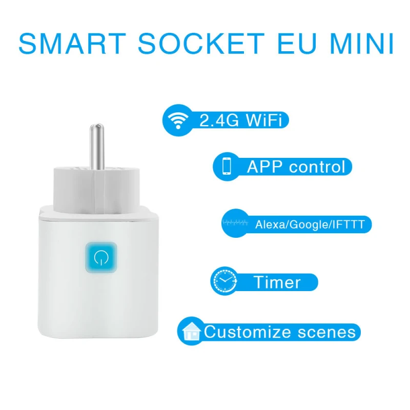 

Eweilian European Standard Remote Control Smart Home Alexa Mobile Phone Timer SwitchSmart Socket Wifi Mobile Phone Timer Switch