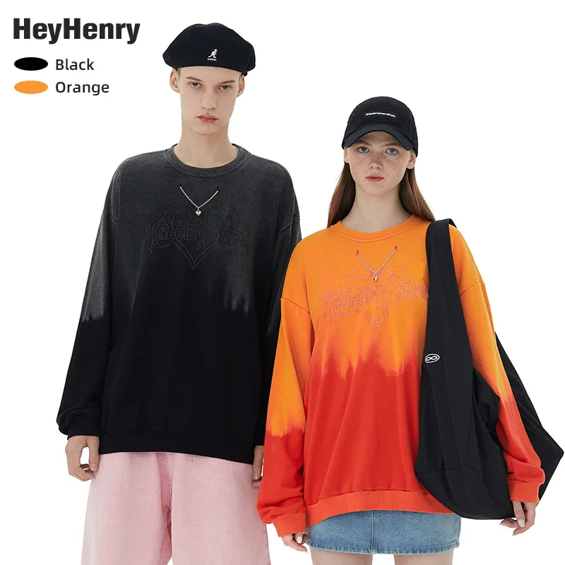 

Fall's new gradual polo neck hoodie oversize long sleeve top for women's lovers