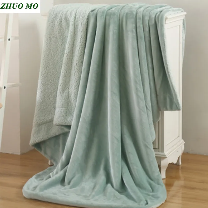 

ZHUO MO Luxury single bed blanket 150x200cm lamb Bed sheets warm cover winter weighted blanket gift Fleece Super Soft blanket