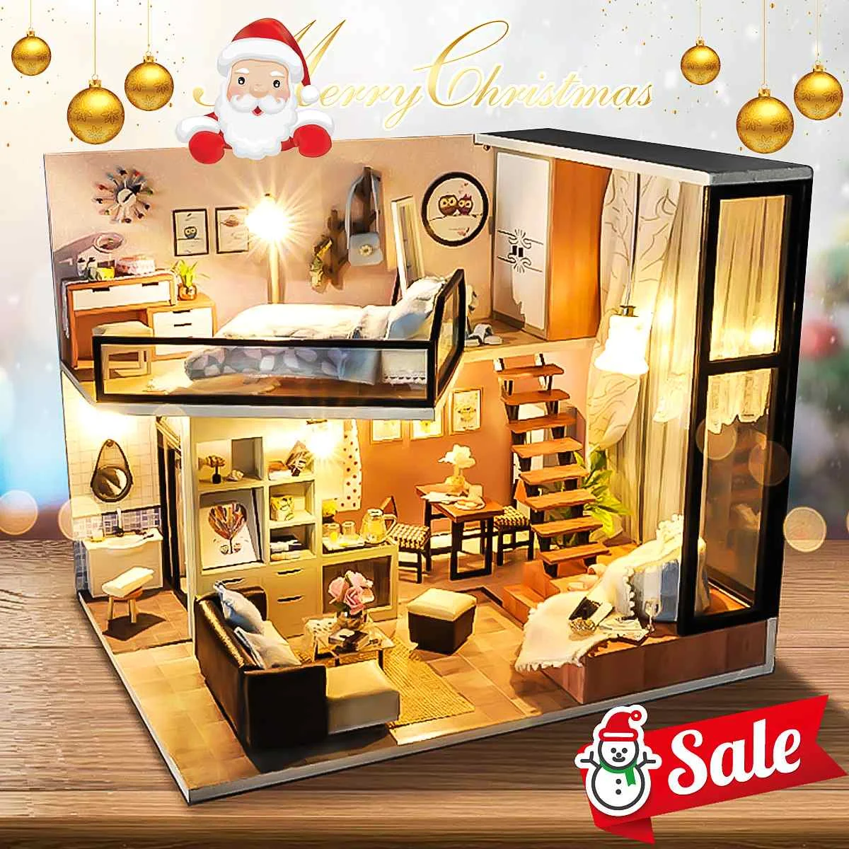 

NEW DIY Wooden House Dollhouse kit Wooden Miniature Doll Houses Miniature Dollhouse toys With Furniture LED Lights Gift