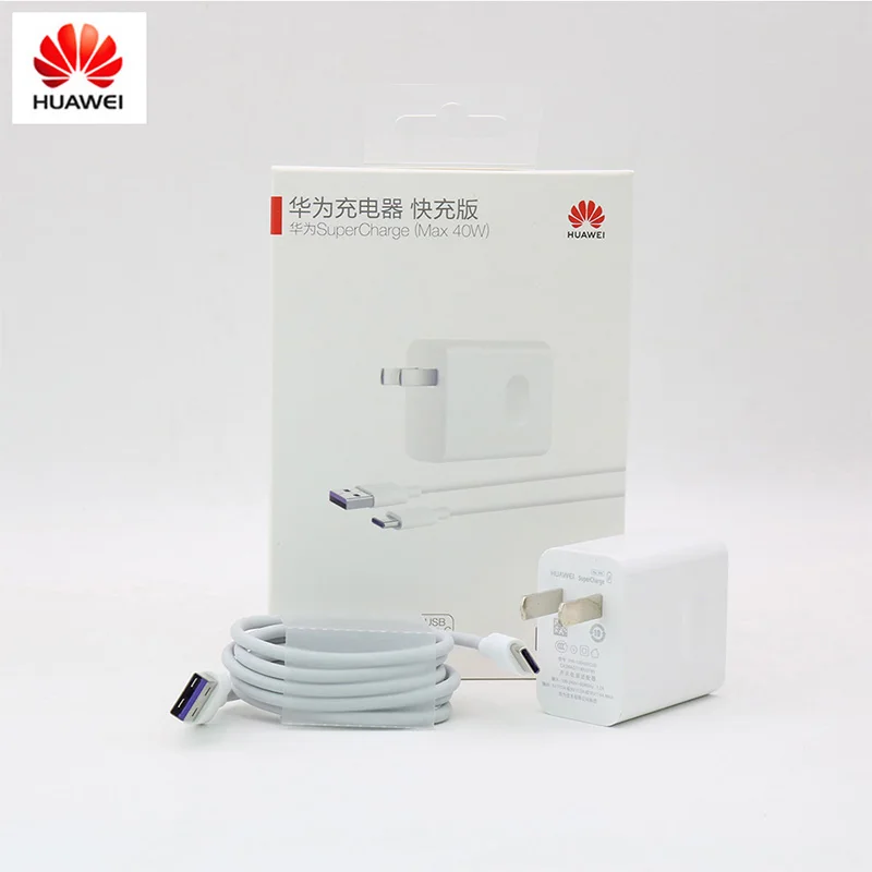 Оригинальное зарядное USB устройство Huawei 40 Вт 10 в 4 а быстрое 5 А кабель Type-C для P30