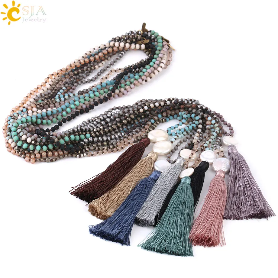 Женское Ожерелье с жемчугом и бахромой в этническом стиле| |