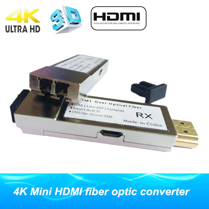 Мини HDMI волоконно-оптический удлинитель OM3 4K x 2K 300M многомодовый кабель конвертер