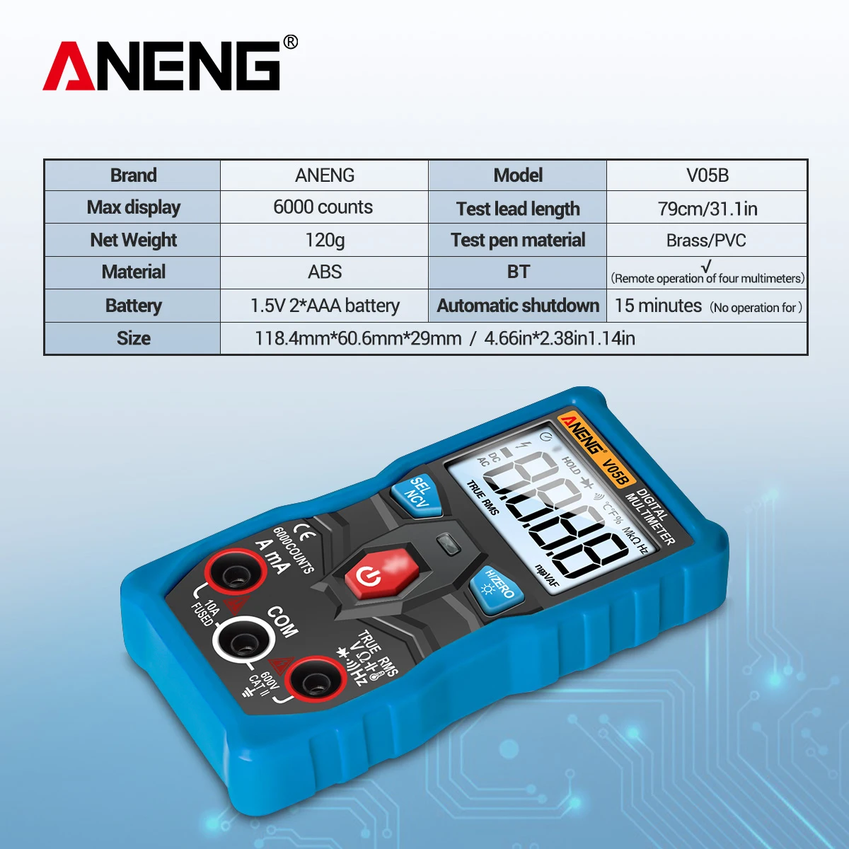 

ANENG Digital Multimeter Remote Control True RMS Multimeter Auto-ranging AC/DC Voltage and Current Meter Multitester Measures
