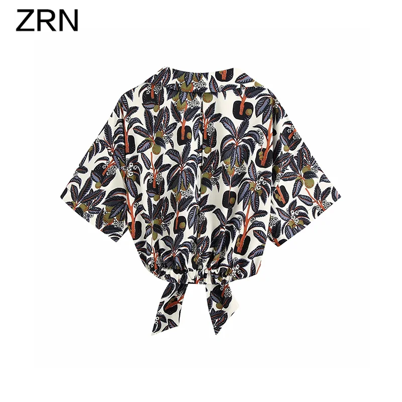 ZRN женская блузка Топ с принтом галстук бабочка рубашка воротником Женская