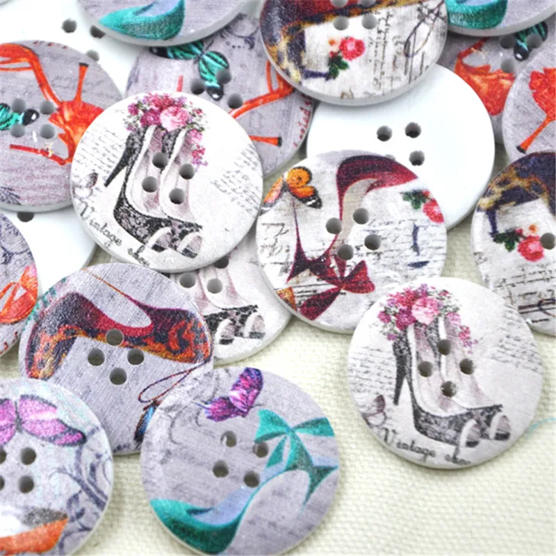 

New 20 pcs High Heel Shoes Wood Buttons 30mm Sewing Craft Mix Lots WB270