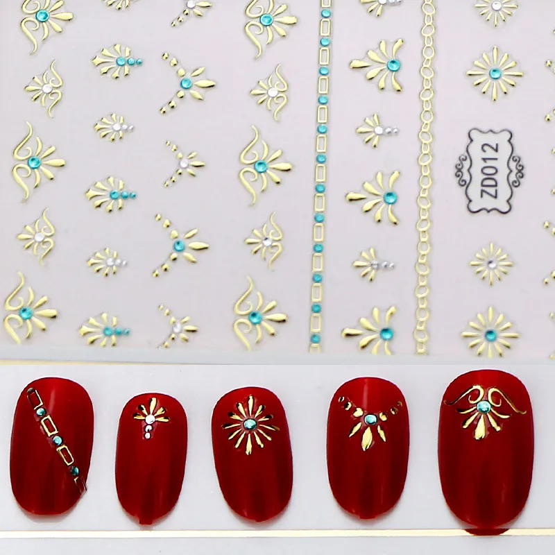 Модные Красочные зимние стильные 3D наклейки Стразы для ногтей 24 дизайна