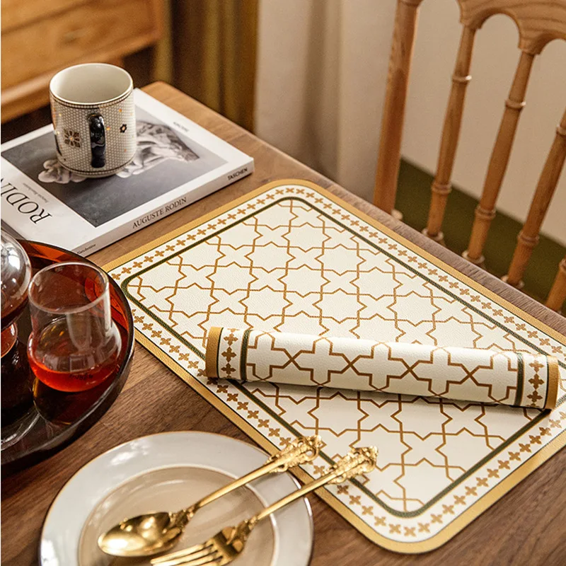 

Vintage Flower Table Mat PVC Waterproof Oil-proof Heat Insulation Placemat Table Kitchen Accessories Decoration Pad Coaster 1pcs