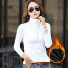 Свитер женский осенний однотонный с длинным рукавом и высоким воротником, размера плюс