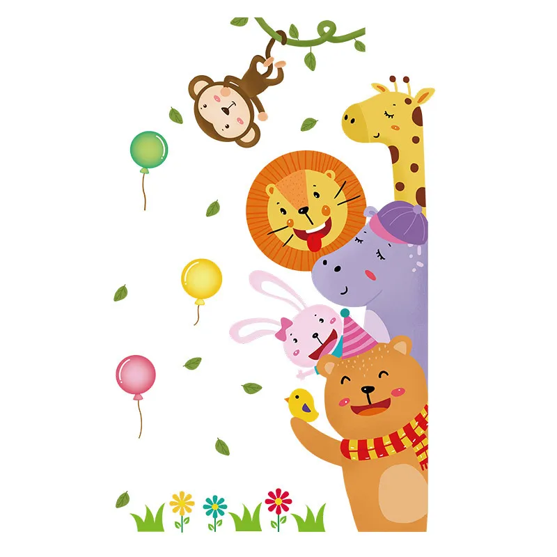 

Cartoon Wall Stickers for Kids Room Decoration Corridor Wall Decals Door Paste Kindergarten Layout Forest Animal Wallpaper PVC