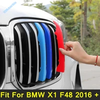 lapetus auto front bumper grill cover inserts racing grille trims 3pcs for bmw x1 f48 2016 2021 plastic accessories exterior