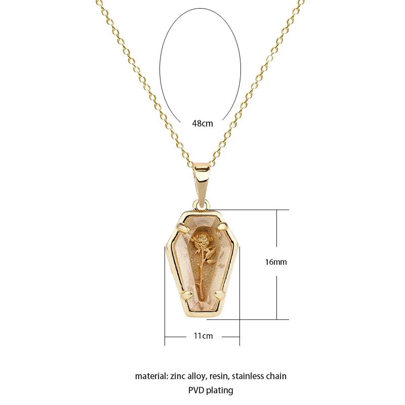 

Halloween Ghost Festival Dark Gothic Rose Coffin Necklace HIPPOP Unisex Pendant Holiday Gift 2021 New