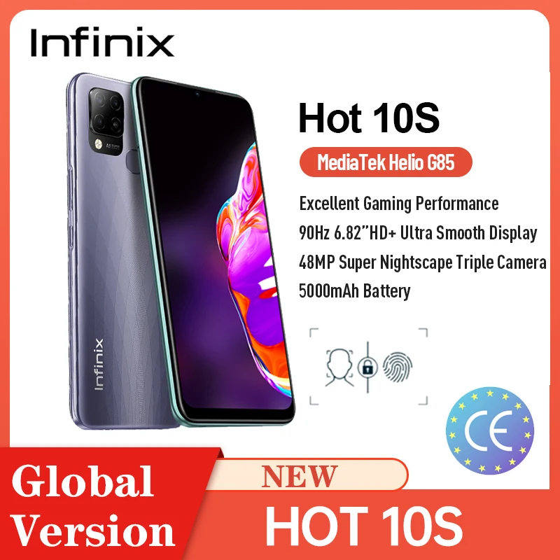 Infinix Hot 10S NFC игровой смартфон новый процессор Helio G85 6 82 дюймов 90 Гц высокий экран 5000