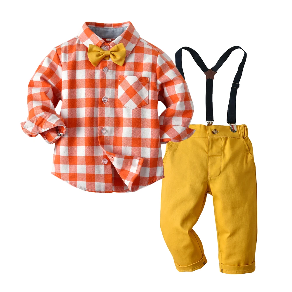 

Tem Doger Cute Kids Clothes Set Childrens Casual Suit Cartoon Cotton Bow Tie Long Sleeve Shirt+Pants 2Pcs Set Outfits for Boys