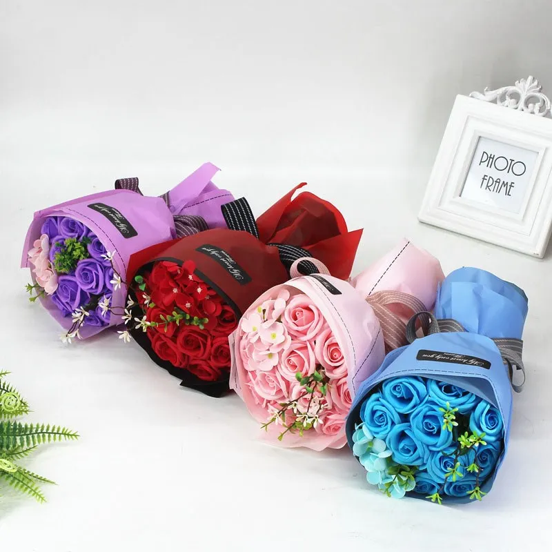 

Artificial Flower Soap Rose Fake Flowers Wedding Decoration Bouquet For Valentine's Day Birthday Party Gift Simulation Flower