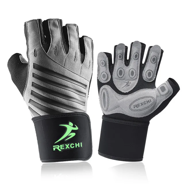 XG19 Gray Black Мужские Перчатки для фитнеса 30 см, удлиненные, на липучке, браслет, перчатки для тяжелой атлетики, ладонь 4 мм, SBR материал, подушка, противоскользящие перчатки - Цвет: XG19 Gray Black