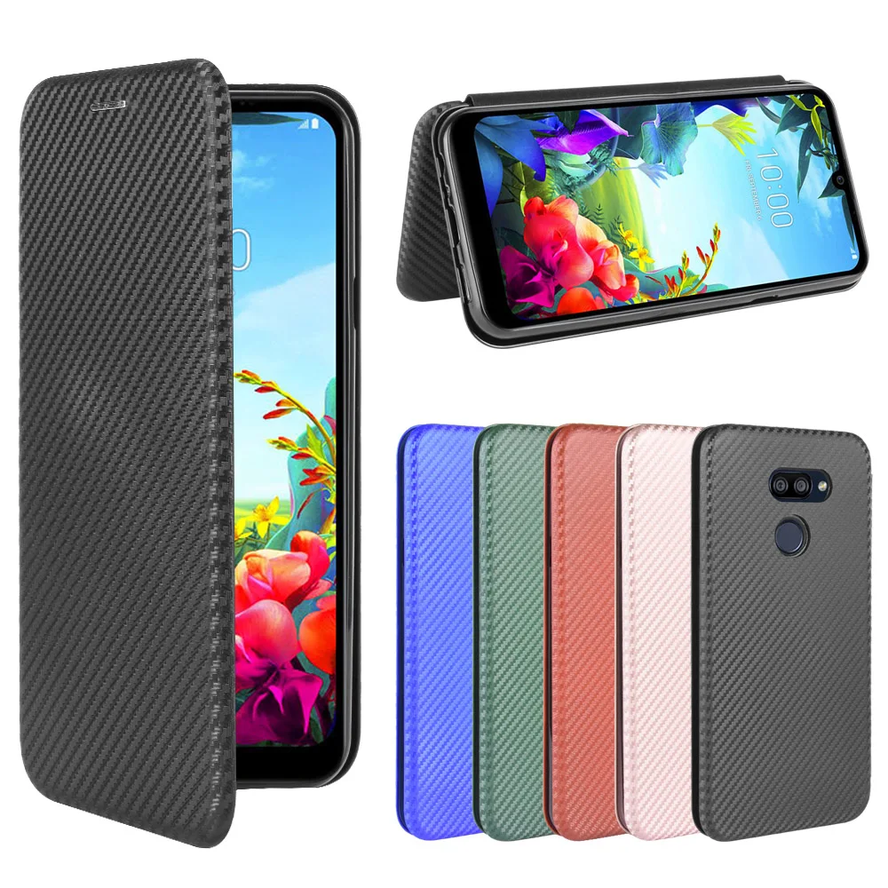 Для LG K40S чехол 6 1 дюймов углеродного волокна Флип кожаный для LM-X430 Бизнес