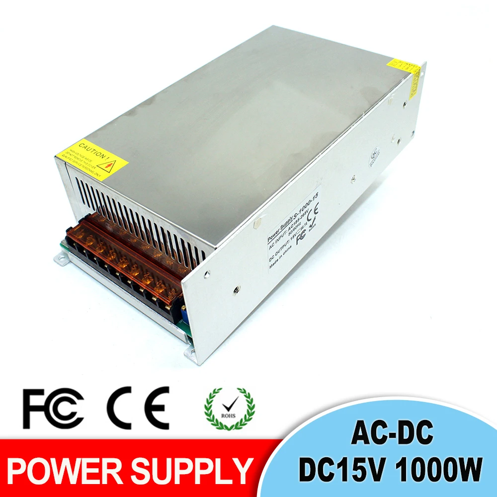Импульсный источник питания DC15V 66.7A1000W светодиодный трансформатор с одним