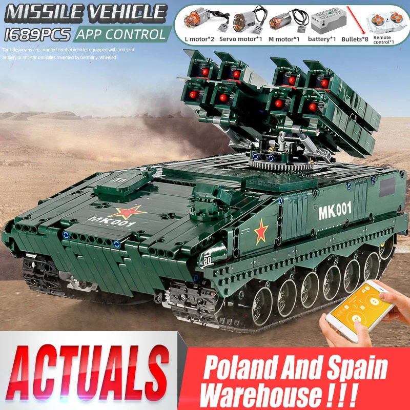 

Военный танк Mould King 20001, анти-танк HJ-10, совместим с модель ракеты, высокотехнологичные строительные блоки, рождественский подарок для детей
