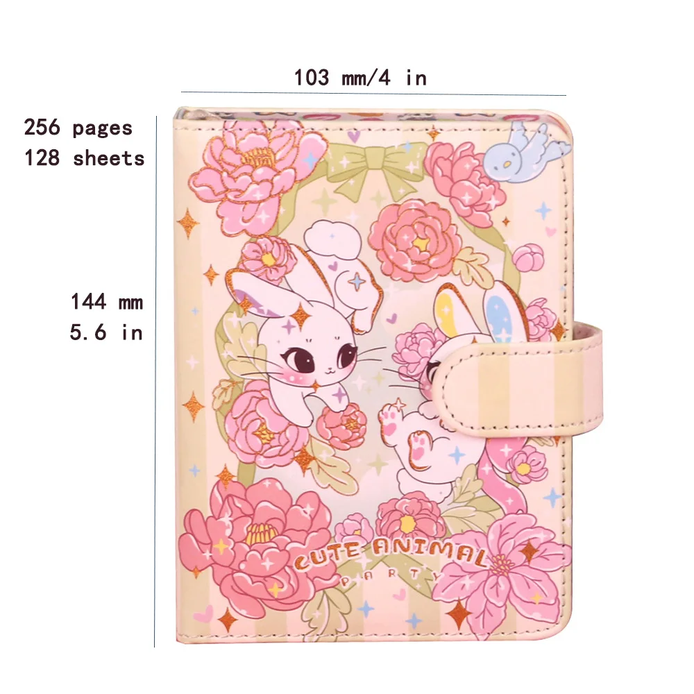 256 Page Children Cute Notebook Color Page Illustration Magnetic Button Soft Leather Diary Student Planner Agenda Notepad Book images - 6