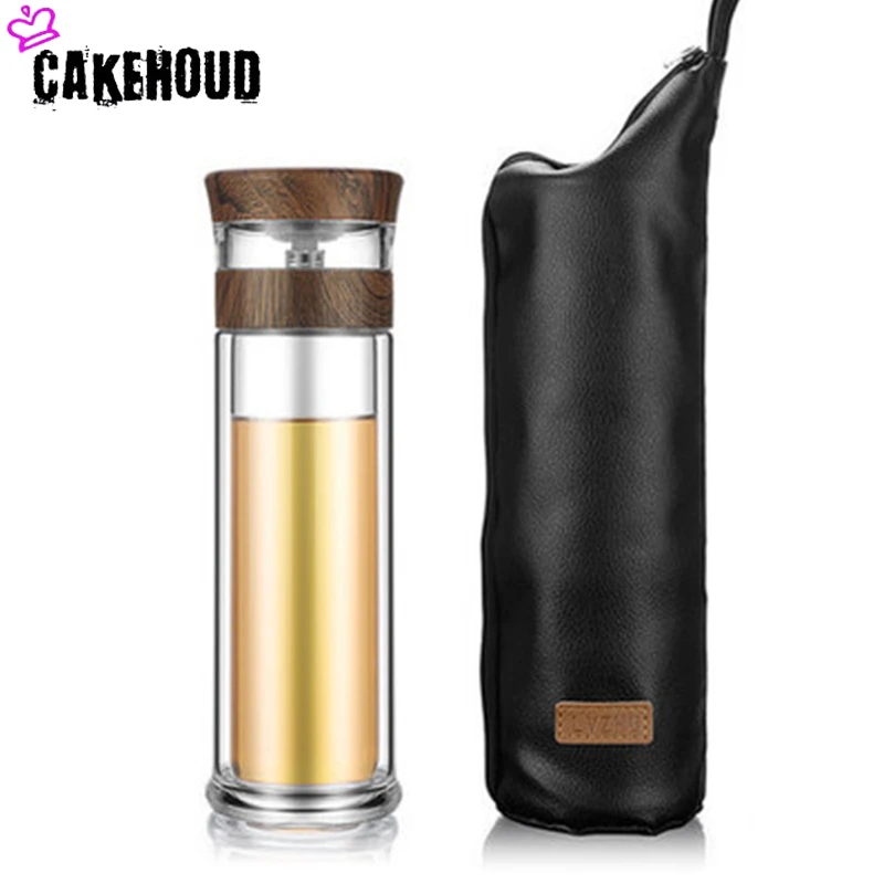 Drinking Pot Portable Tea Separation Cups Double-layer Car Cup Creative High Temperature Glass Water Bottle To Send Cup Sets