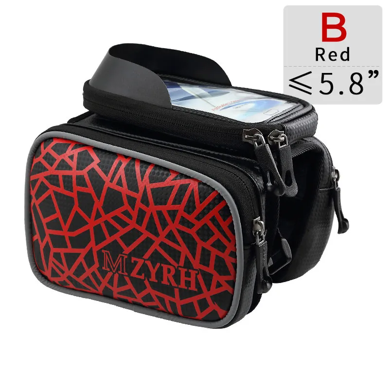 

Mzyrh 4.8-5.8" Bicycle Bag Rainproof Touch Screen Phone Top Tube Bag Mountain Bike Road Bike Frame Front Saddle Bag Bike Bag