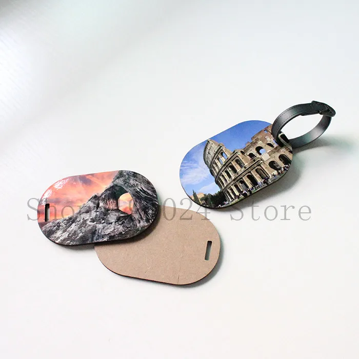 20 шт./лот пустые сублимационные ДВП деревянные бирки для багажа с дыроколом