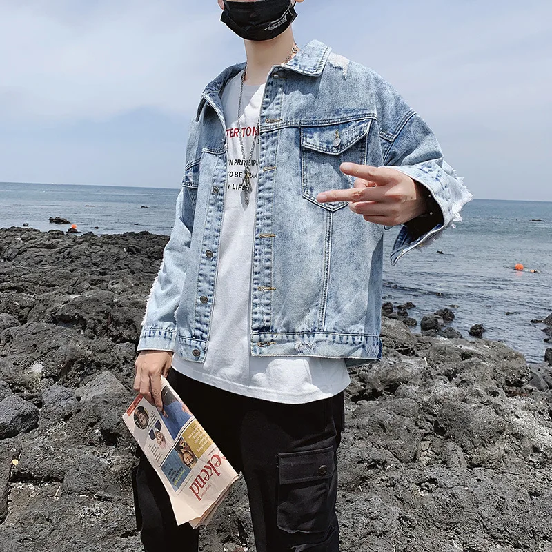 

2022 Spring And Autumn Fashion Casual Students Denim Jacket Men's Teenagers Brand Korean Printed Student Popular Jacket Men Coat