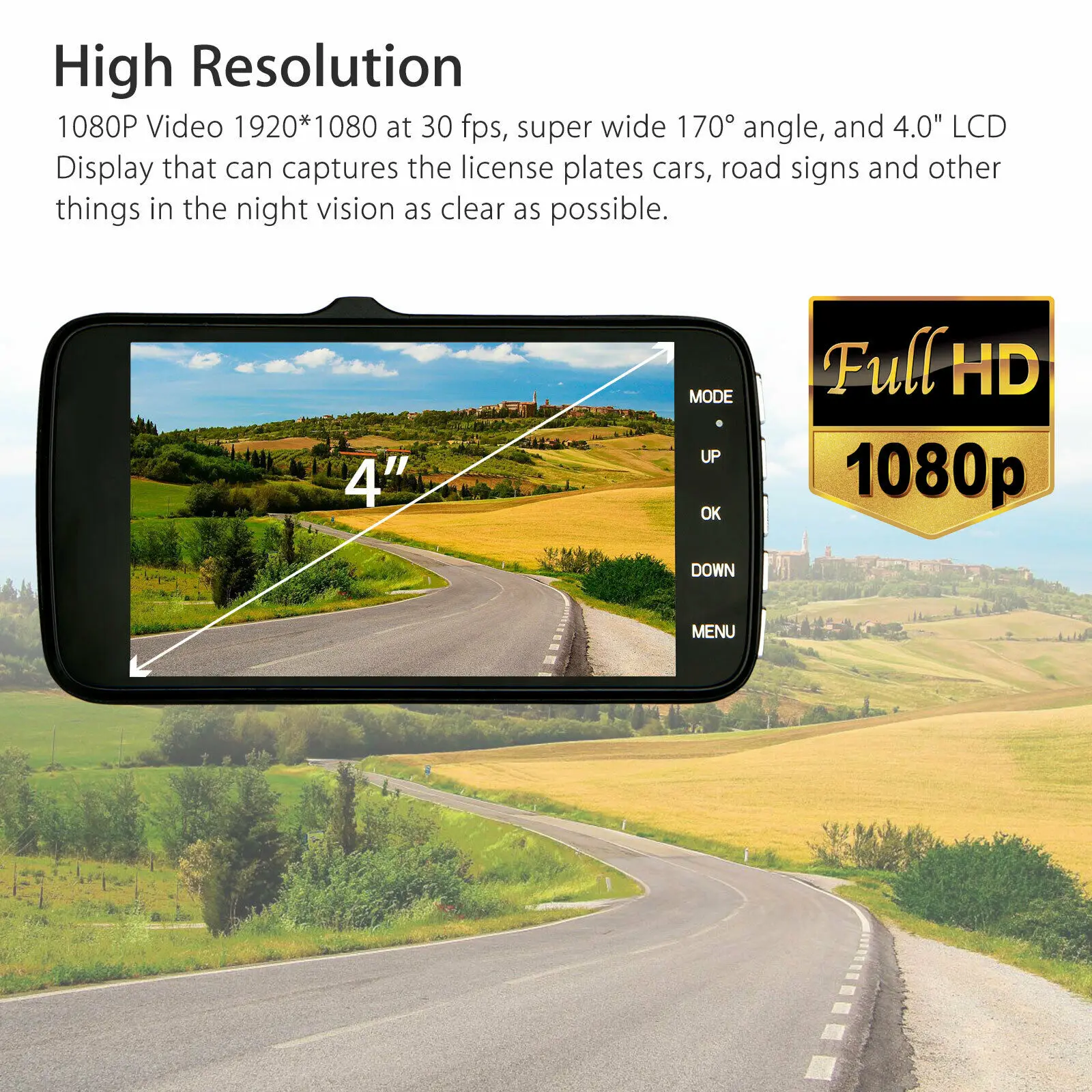 4 &quot1080 P двойной объектив приборной панели автомобиля DVR видео рекордер Dash Cam с 8