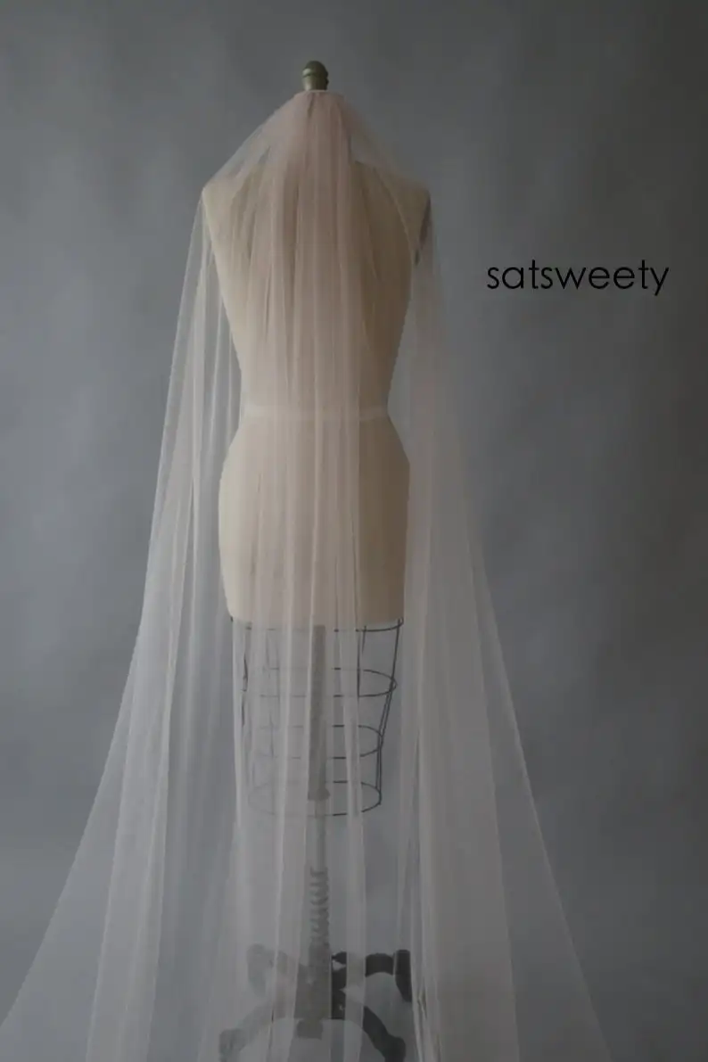 Высокое качество простой часовня фаты 1 слоя с расческой белый/слоновая кость