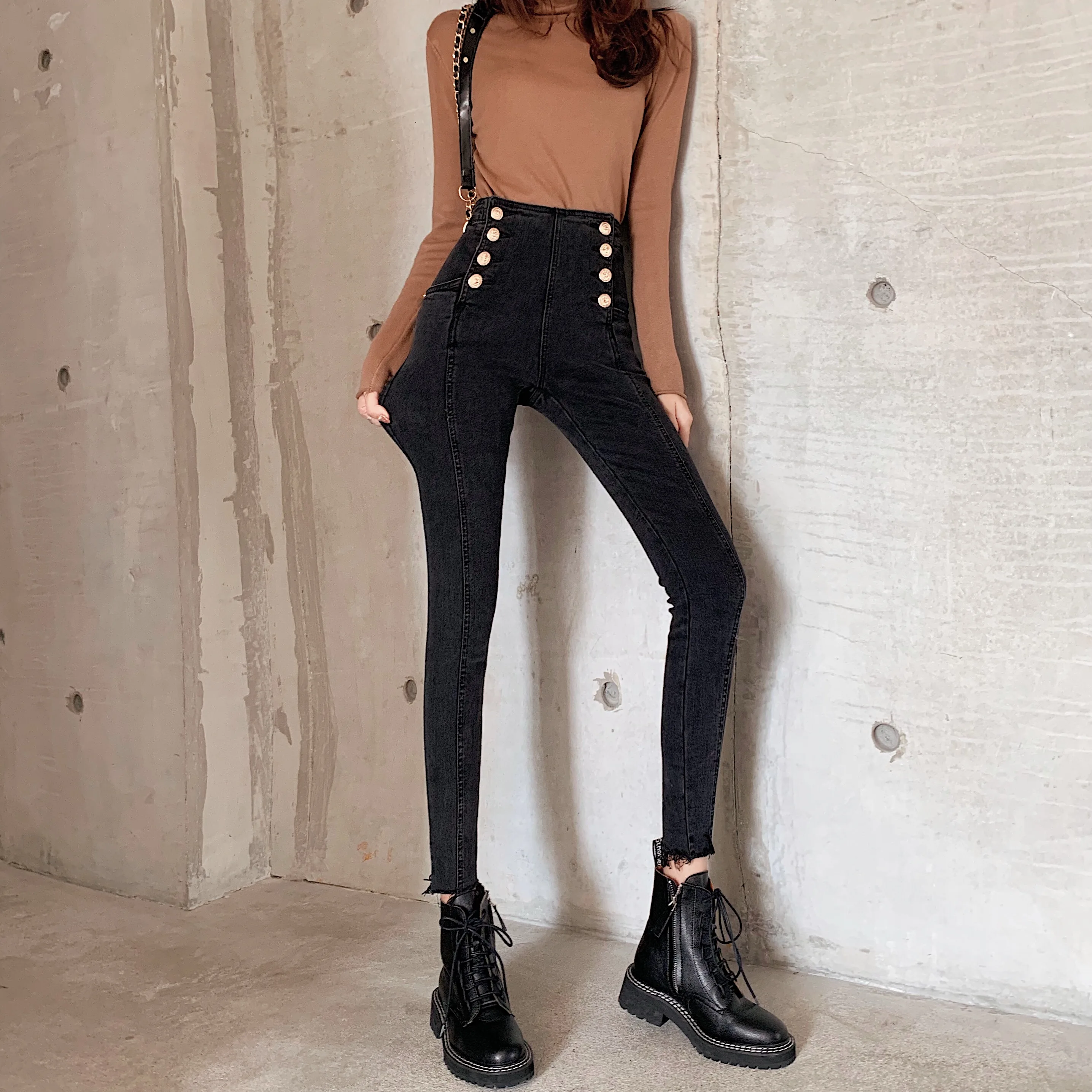 Женские длинные джинсы с высокой талией весна 2020 Новое поступление синие или