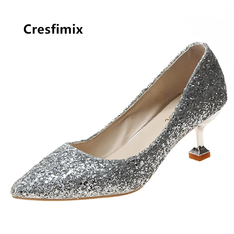 Фото Женские свадебные туфли Cresfimix серебристые на высоком каблуке милые золотистые и Женские свадебные туфли Cresfimix серебристые на высоком каблуке милые золотистые и