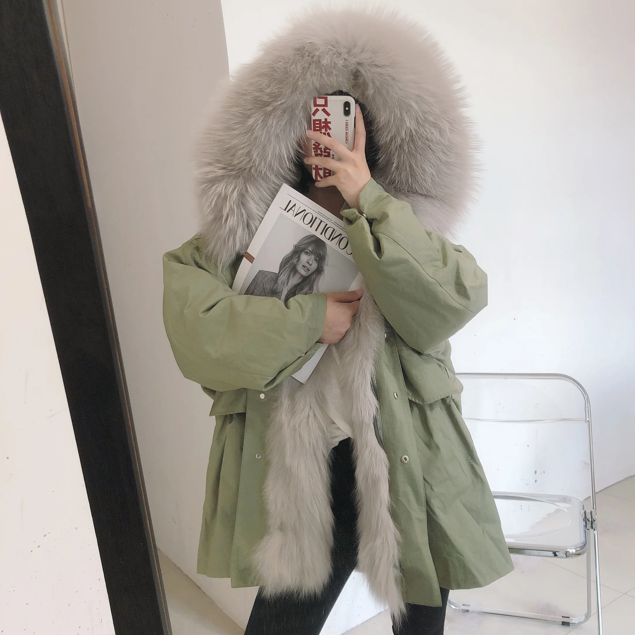 2021 Winter New Real Fox Fur Coats for Women Detachable Rex Rabbit Fur Liner Hooded Parka Female Waterproof Genuine Fur Jacket enlarge