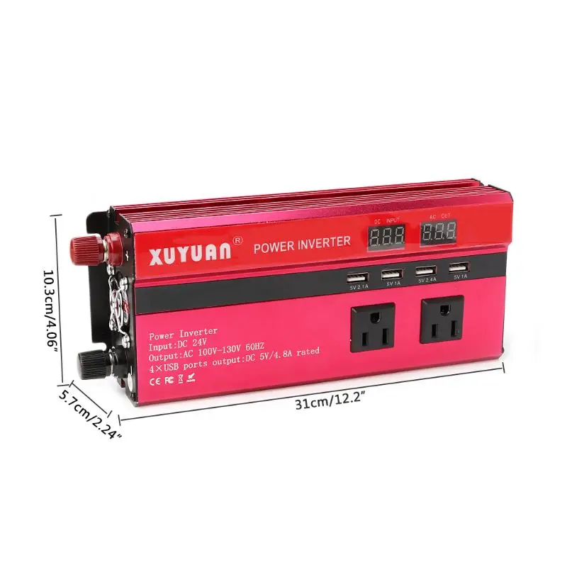 

5000W Solar Power Inverter Sine Wave LED 4 USB DC12V To AC110V/220V Convert