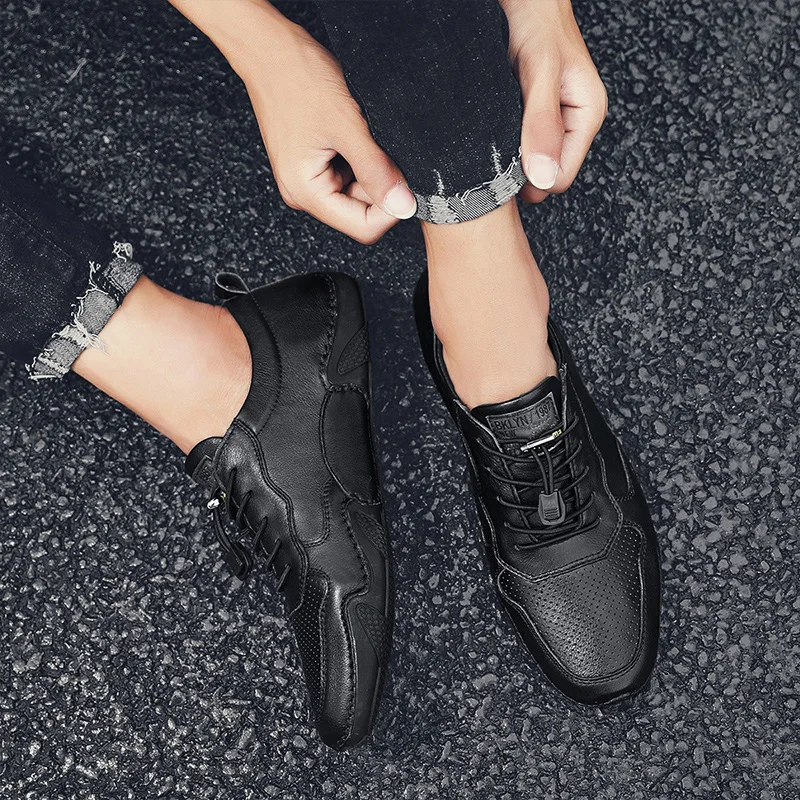 Мужская кожаная повседневная обувь Мокасины ручной работы Брендовая модная