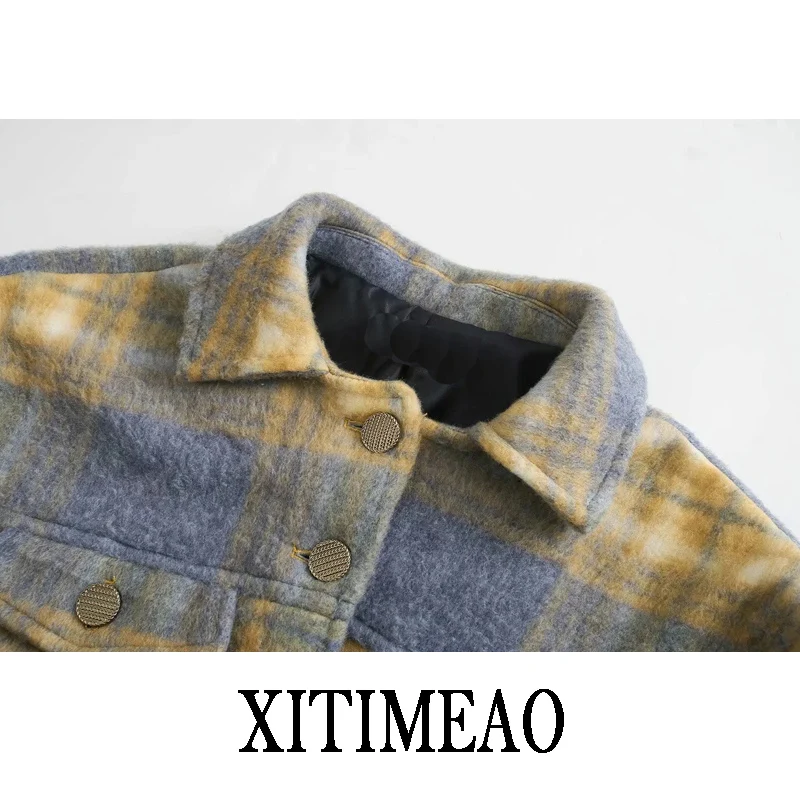 

ZA Women New Autumn Winter Loose Plaid Coat Jacket Casual Warm Overcoat Fashion Loose Coat Chic Tops XITIMEAO