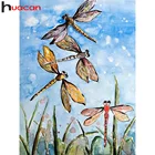 Алмазная живопись Huacan, декор со стрекозой, домашняя полноразмернаякруглая вышивка, Настенная Наклейка с кристаллами