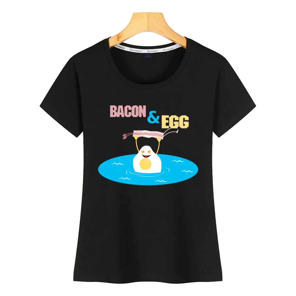 Футболка женская хлопковая топ с рисунком бекона яичка жареной грязного танца