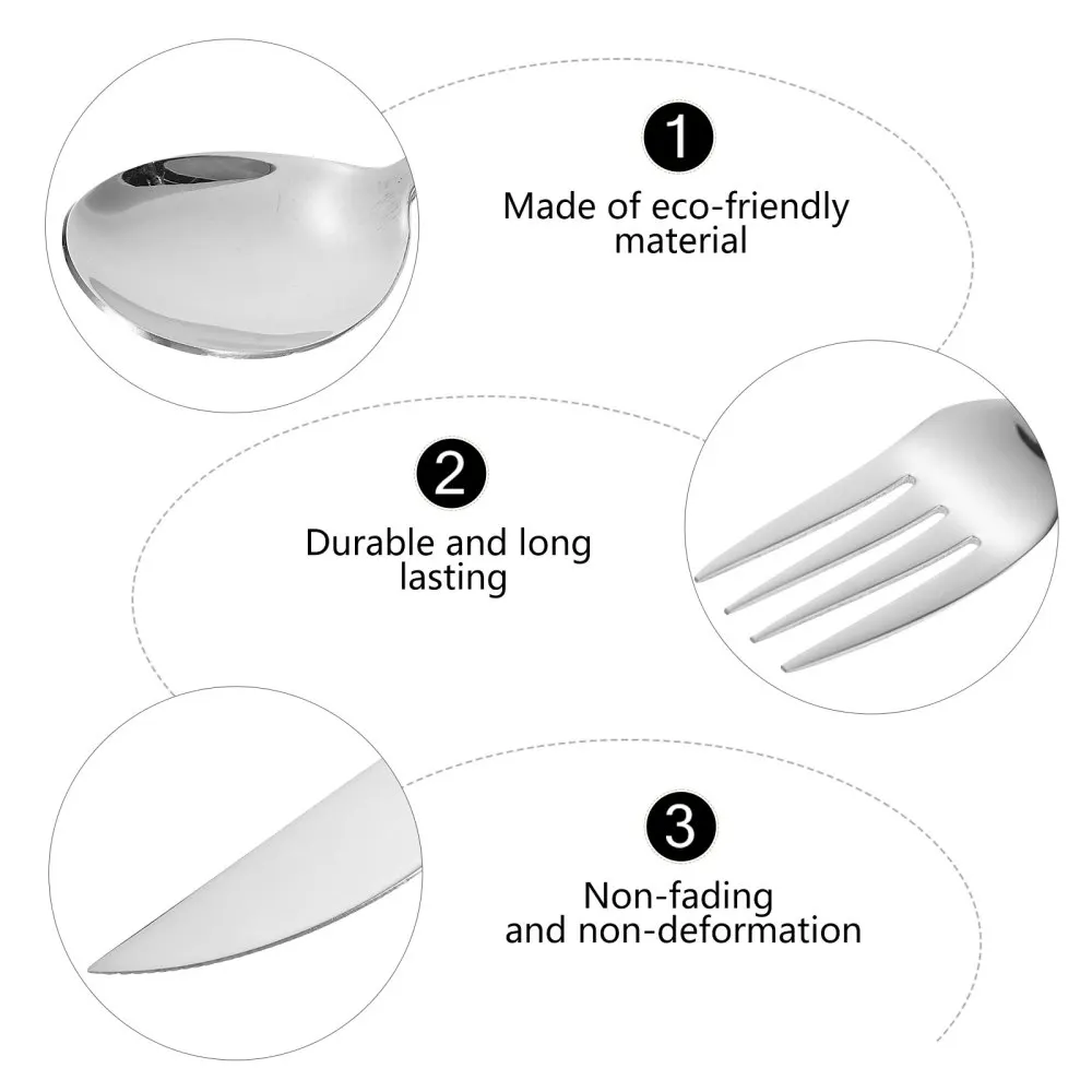 

3Pcs Stainless Steel Tableware Fork Spoon And Cutter Kit with Box