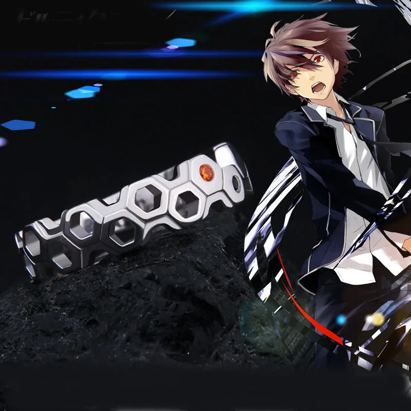 Кольцо из серебра надпись Guilty Crown GC пробы OUMA SHU с геометрическим рисунком аниме S925