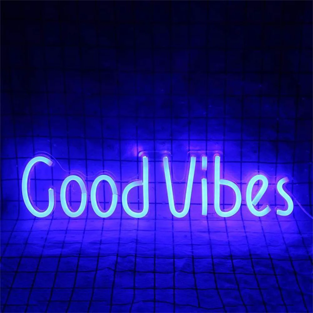 

USB Powered Bedroom Party Hotel Beer Bar Good Vibes Pub Hanging Lamp Led Neon Light Wall Art Recreational Home Decor Game Room