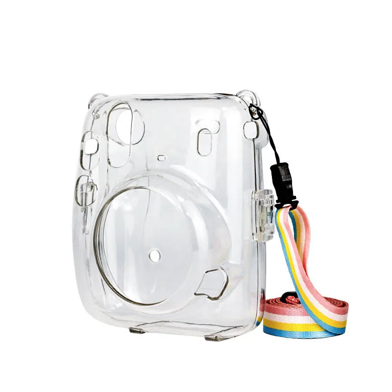 PVC Instax Mini 11 Camera Crystal Case Clear Transparent Shoulder Strap Bag for Protector Fuji Instant Film Shell Cover | Электроника