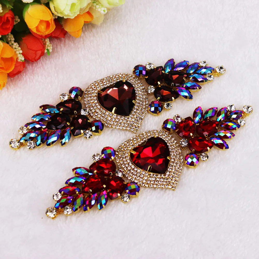 1 шт. 17x5 см Золотой Кристалл DIY шитье украшения ремесла в форме сердца нашивные