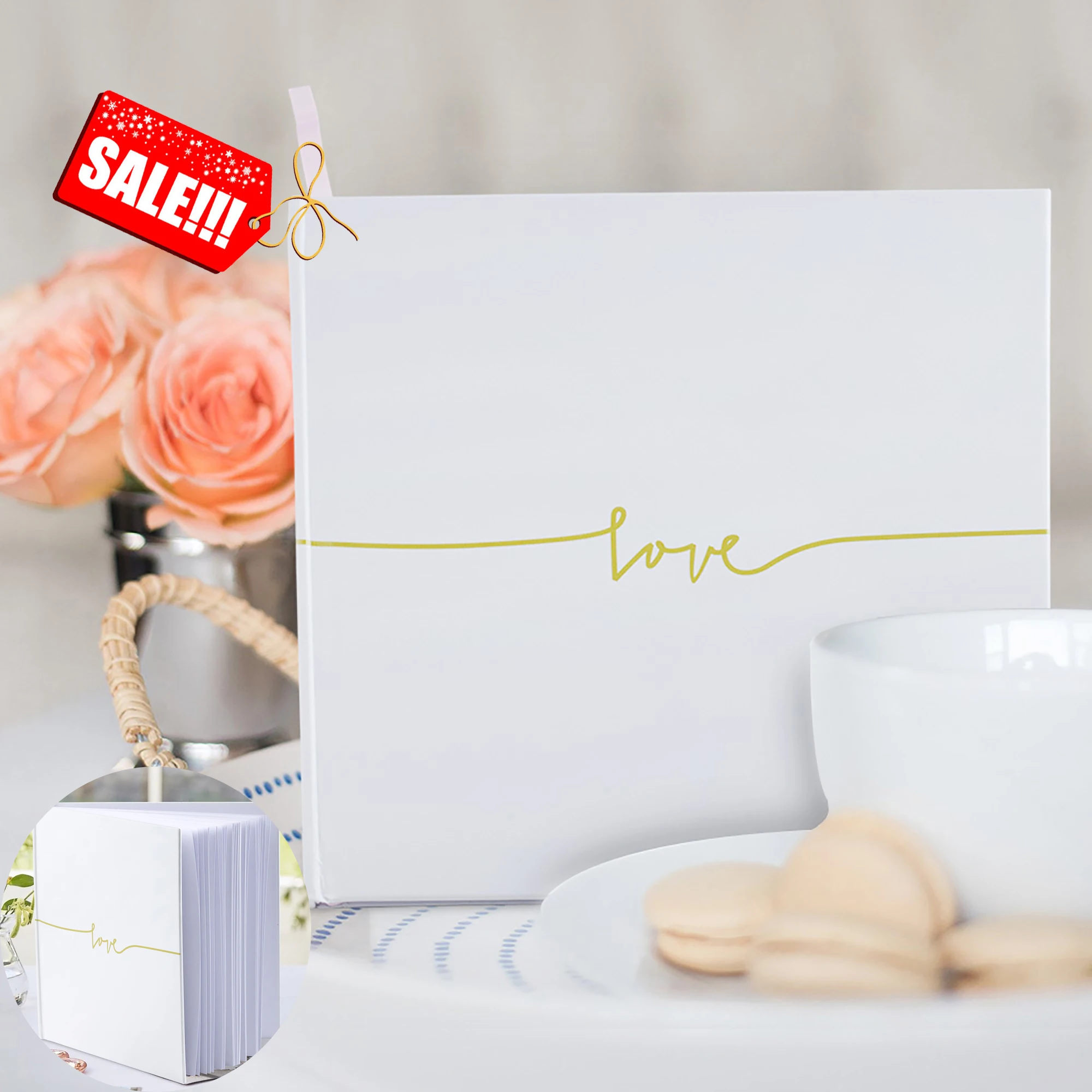 

SALE Simple Wedding Guest Book White Theme Custom Alternatives Love Signature Wedding Guestbook, Wedding Photo Album Memory