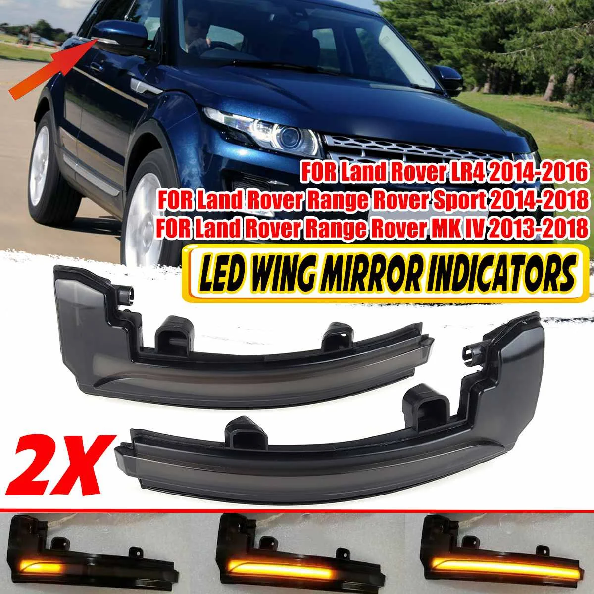

2pcs LED Flowing Turn Signal Indacator Light Side Mirror Lamp for Land Rover Range Evoque Discovery Sport LR4 MK IV 2013-2018