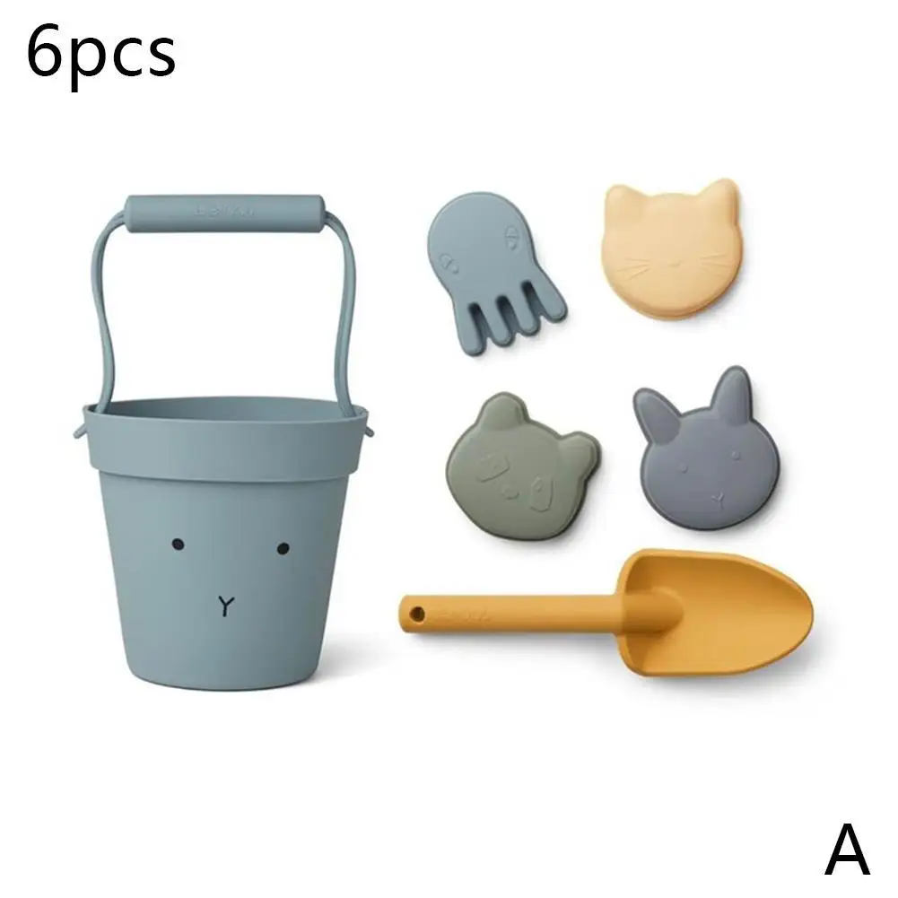 Силиконовые детские пляжные игрушки 6 шт. в комплекте детский летний песочный