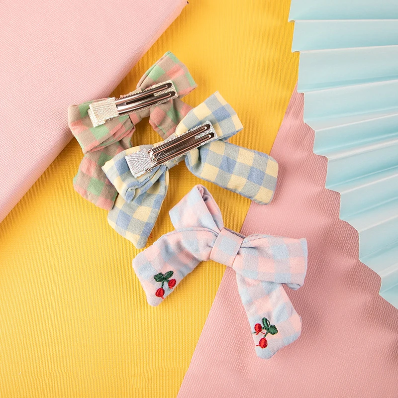 

Cute Plaid Barrette Hair Clips Hair Decoration Bow Knot Fabric Hairpin Soft Sweet Barrettes Hair Accessories For Girl Children