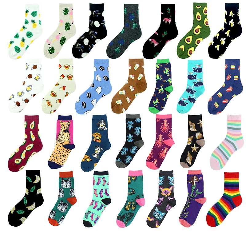 

Creative Comfortable Korea College Style Woemn Socks Casual Cartoon Fashion Animal Flowers Happy Socks High Quality Sox