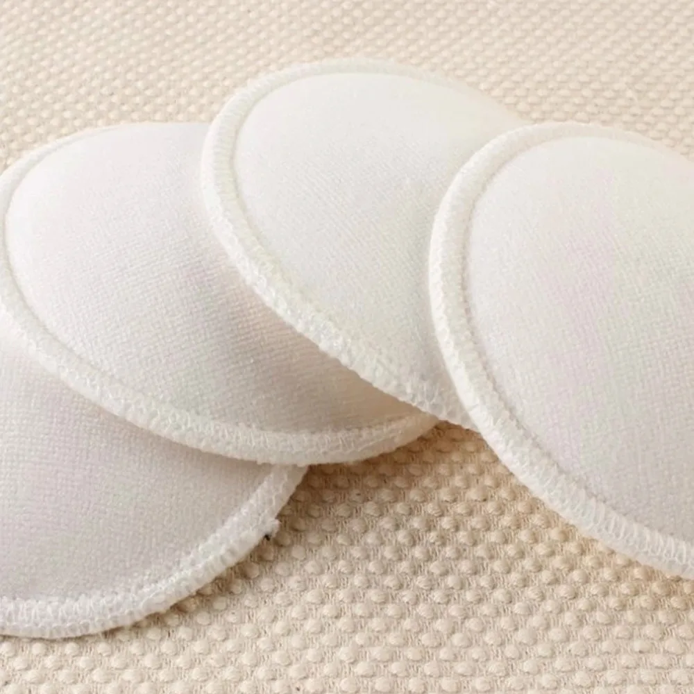 Almohadillas de lactancia de bamb&uacute; para mam&aacute;s, almohadilla de lactancia lavable, reutilizable, impermeable, 4 piezas-0