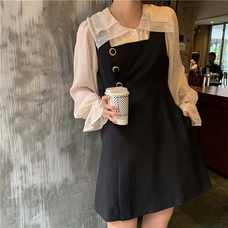 PERHAPS U Женский комплект из двух предметов без рукавов платье на бретельках черная